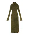 Diesel Stretch Cotton Midi Dress With High Neck In Green