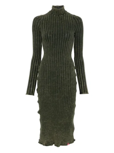 Diesel D-wavya Ribbed Midi Dress In Green