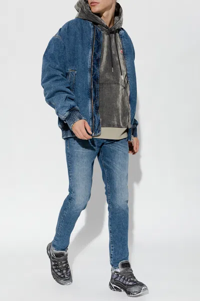 Diesel D-weltik' Denim Bomber Jacket In Blue