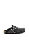 Diesel D-woodstock-denim Mules With Fluffy Lining In Black