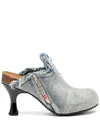 Diesel Frayed Denim Mules In Blue