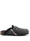 Diesel D-woodstock-denim Mules With Fluffy Lining In Black