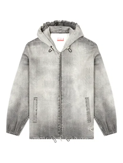 Diesel D-wynny Jogg Hooded Jacket In Gray