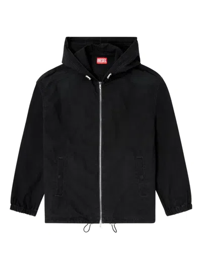 Diesel D-wynny Jogg Hooded Zip-up Jacket In Black