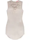 Diesel Distressed Cotton Mini Dress With Edgy Silhouette In Gray