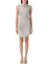 Diesel Short Cotton Dress With Tears In Grey