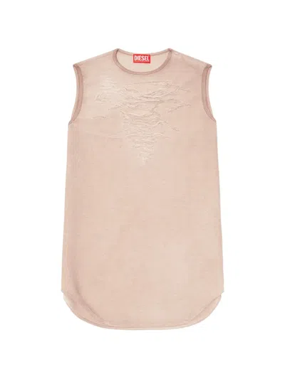 Diesel D-yasy Distressed-detail Mini Dress In Neutral