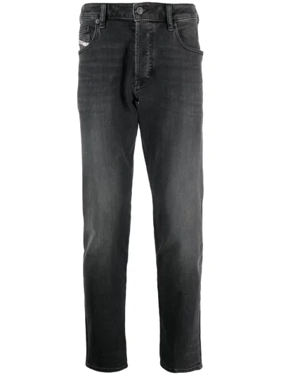 Diesel D-yennox Stonewashed Tapered Jeans In Black