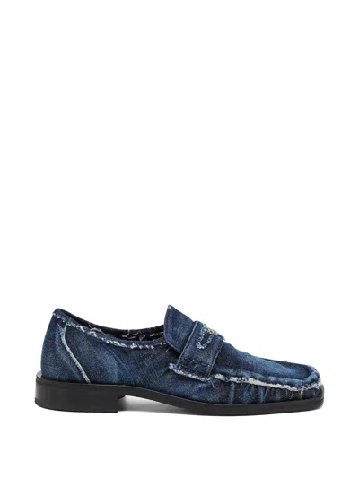 Diesel D-amber Distressed Denim Loafers In Multi