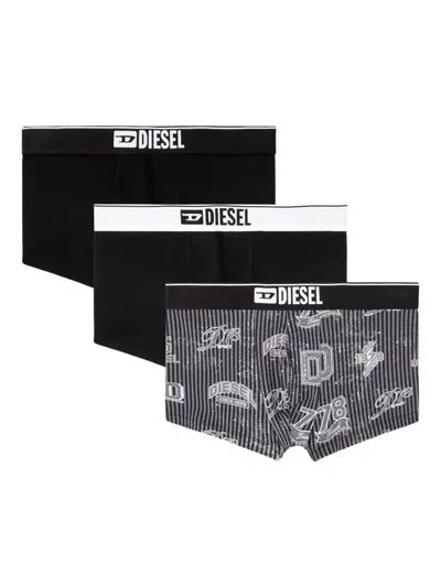 Diesel Damien-d Logo-waistband Printed Boxers Set In Black