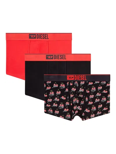 Diesel Damien-gft Logo-cherry Heart Boxer (pack Of Three) In Red