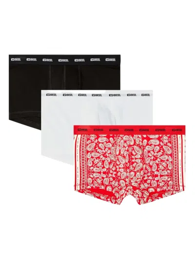 Diesel Damien Logo-waistband Boxers (pack Of Three) In Red
