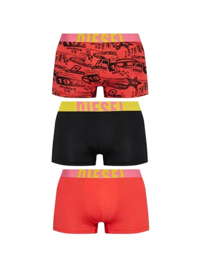 Diesel Damien-d-pop Pack Of Three Graphic-print Boxer Shorts In Multi