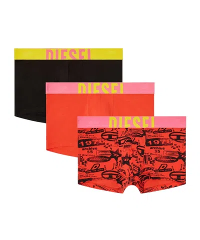 Diesel Damien-d-pop Pack Of Three Graphic-print Boxer Shorts In Red