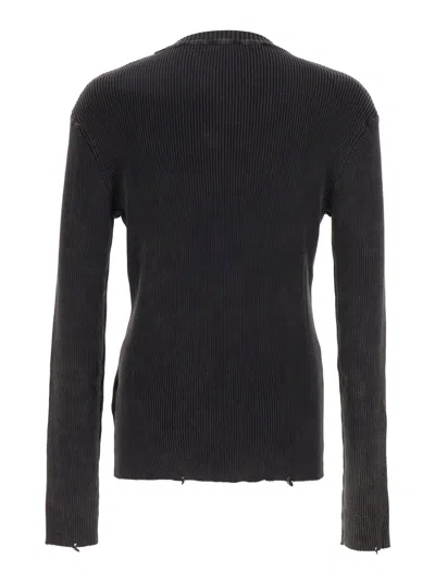 Diesel Darin Black Crewneck T-shirt With Oval D Logo Cut-out On The Front In Cotton Man