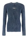 Diesel 'darin' Blue Crewneck T-shirt With Oval D Logo Cut-out On The Front In Multicolor