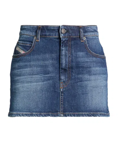 Diesel Dark Denim Midi Skirt In Blue