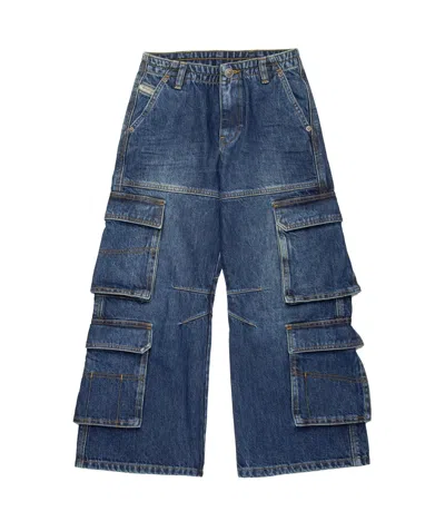DIESEL DIESEL KIDS LOW-WAISTED CARGO JEANS