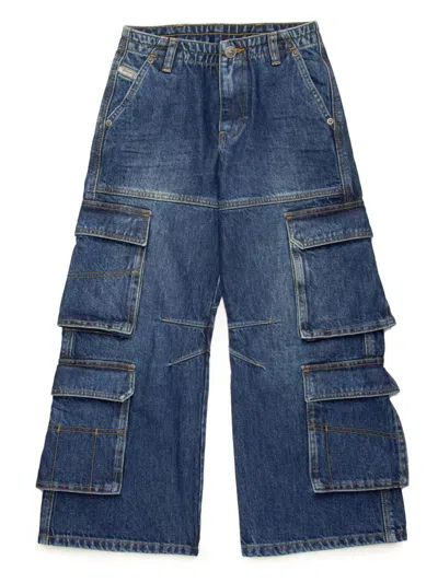 Diesel Kids' Dark Faded Straight Jeans In Blue
