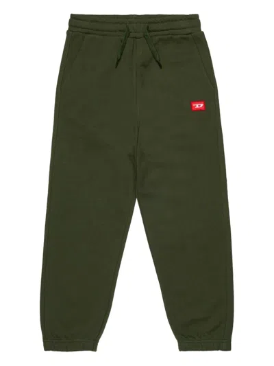 DIESEL DARK GREEN COTTON SWEATPANTS WITH LOGO DIESEL