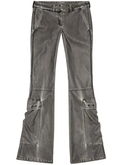 Diesel Dark Grey Flared Cargo Jeans In Gray