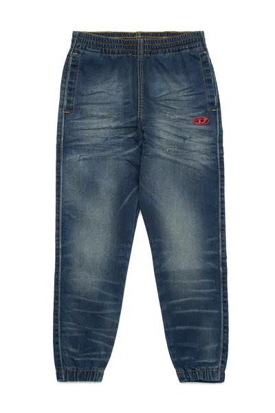 Diesel Kids' Dark Vintage Effect Tapered Joggjeans In Blue