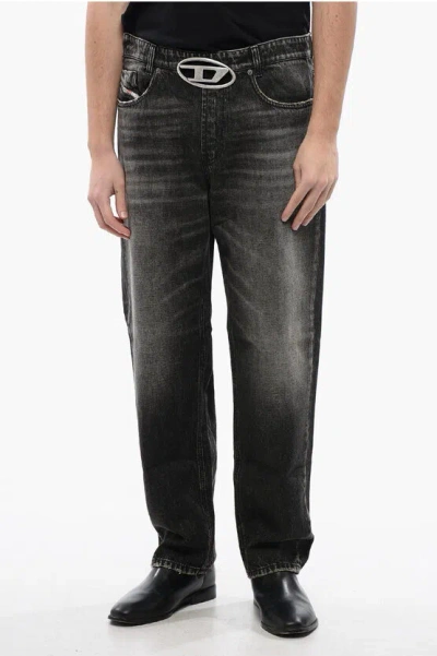 Diesel Dark Washed 2010 D-macs-s2 Loose Fit Jeans With Cut-out Logo In Black