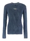 Diesel 'darin' Blue Crewneck T-shirt With Oval D Logo Cut-out On The Front