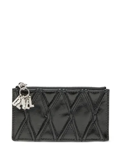 Diesel D-charms Diamond-quilted Card Holder In Brown