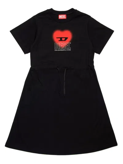 Diesel Kids' Dcuore Dress In 黑色