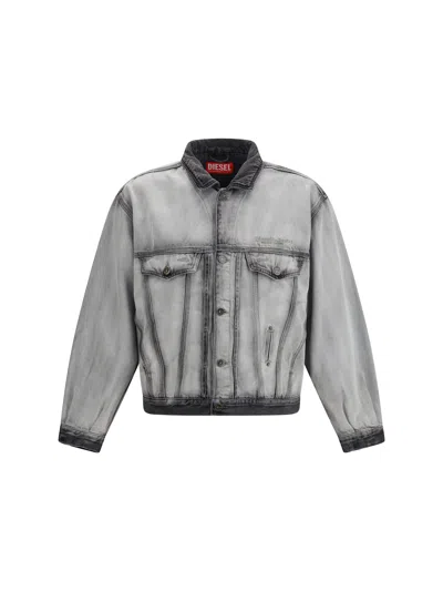 Diesel D-denver Denim Jacket In Gray