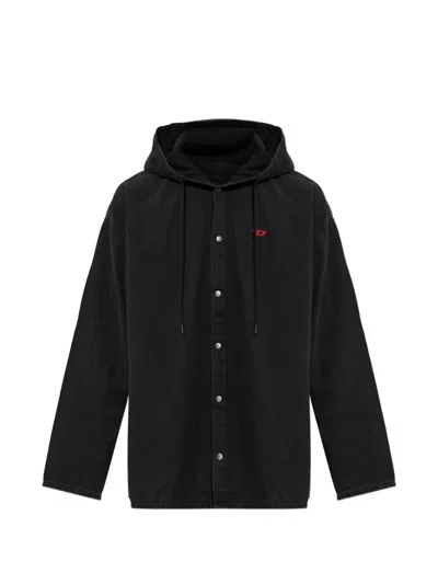 Diesel D-dewny-hood Denim Shirt In Black