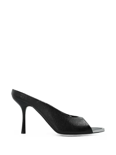 Diesel D-diams Lizard-effect Leather Mules In Animal Print