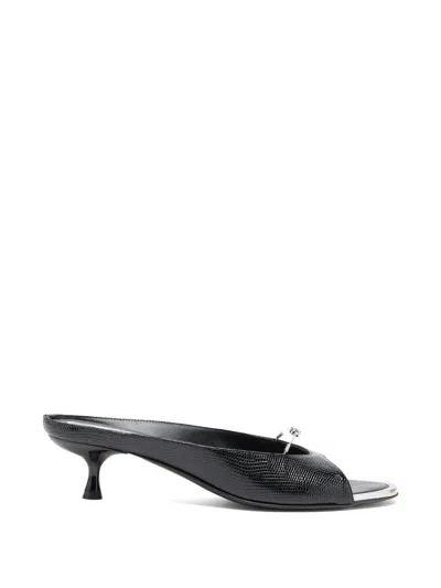 Diesel D-diam`s Lizard-effect Oval D Sandals In Black
