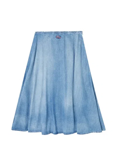 Diesel De-annie-s3 A-line Midi Skirt In Blue