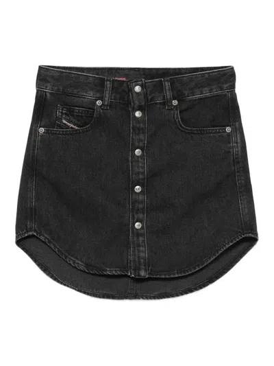 Diesel Womens 02 De-ard Button-front Denim Mini Skirt In Black