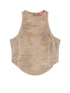 Diesel De Astro Fsg Cotton Top Destroyed Effect In Beige
