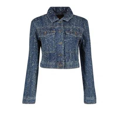 Diesel De-atel-s Cropped Denim Jacket In Blue