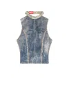 Diesel Cotton Top With Sequins In Blue