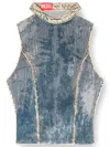 Diesel Cotton Top With Sequins In Blue