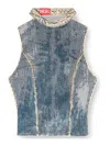 Diesel Cotton Top With Sequins In Dark Wash