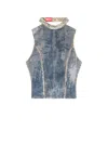 Diesel Cotton Top With Sequins In Blue