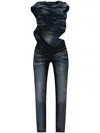 Diesel Black Sleeveless Jumpsuit With Cut-out On The Back In Cotton Blend And Tech Fabric Woman