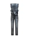 Diesel Black Sleeveless Jumpsuit With Cut-out On The Back In Cotton Blend And Tech Fabric Woman In Blue