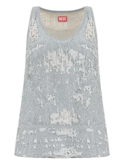 Diesel De-dalby Distressed Tank Top In Blue