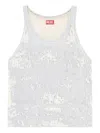 Diesel Top In Ultra-destroyed Jacquard Denim In 01