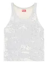 Diesel Top In Ultra-destroyed Jacquard Denim