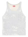 Diesel Top In Ultra-destroyed Jacquard Denim In 01