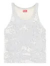Diesel Top In Ultra-destroyed Jacquard Denim In Grey
