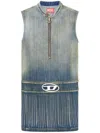 Diesel De-dame-s Logo-plaque Minidress In Blue